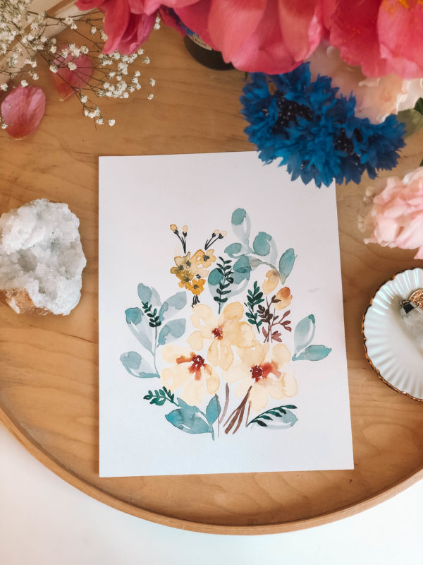 Golden flower – A3 akvarell festmény