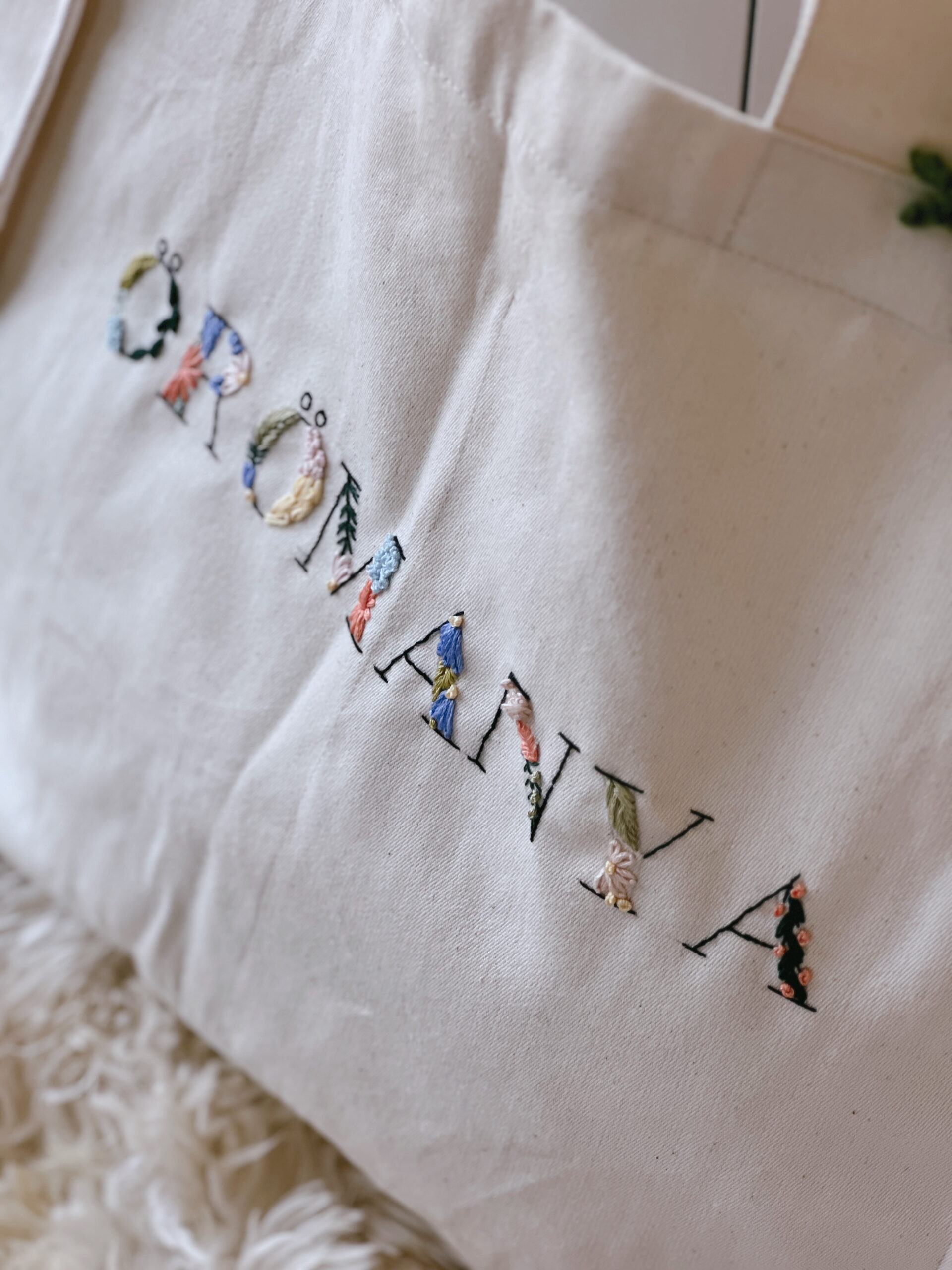 Hímzett, óriás zsebes vászontáska - Image 6