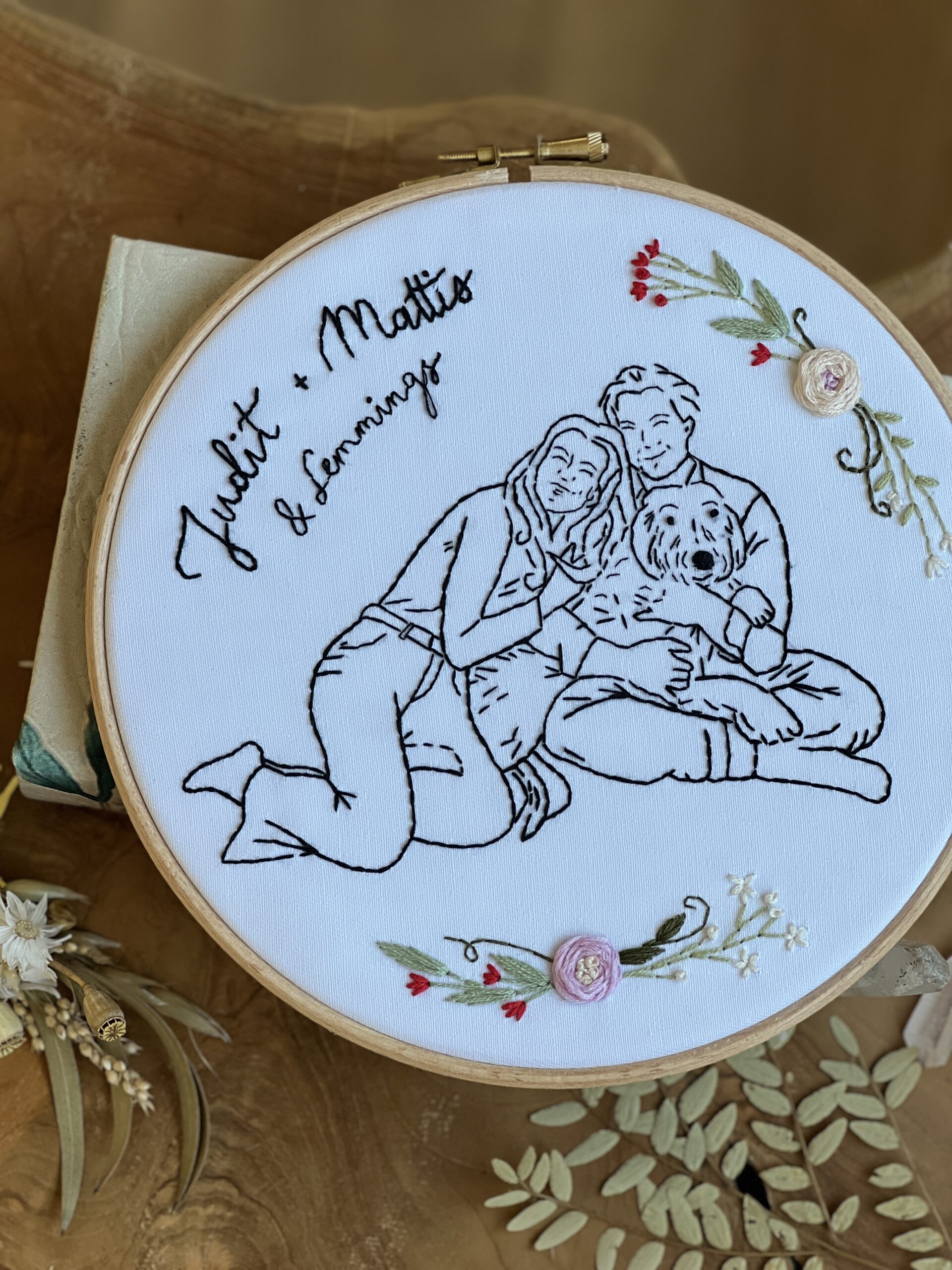 Szerelmespár hímzés