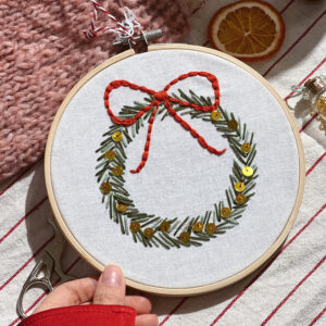 hímzett karácsonyi koszorú